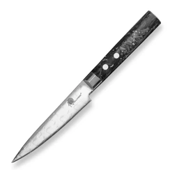 Nóż ze stali damasceńskiej Dellinger Carbon Fragment Petty 110 mm