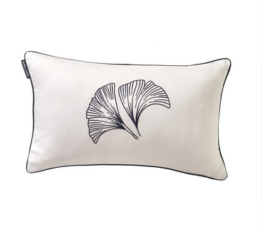 Poduszka dekoracyjna Blanc Des Vosges Gingko Prostokątna Niebieska