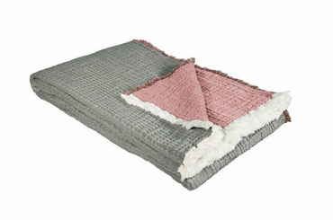 Pled bawełniany Eskimo Nora Olive/Rosewood