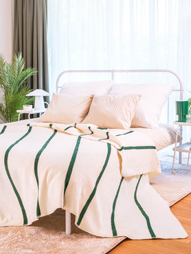 Koc Cotton Cloud XXL Pasy Leaf-Ecru