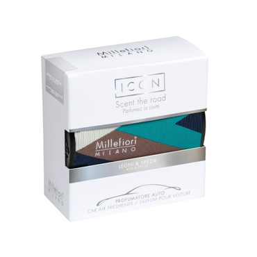 Odświeżacz do samochodu Millefiori Milano Car Icon Textile Geometric Legni & Spezie