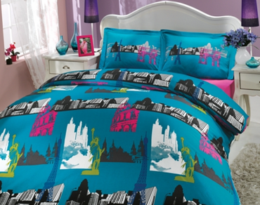 Pościel satynowa Hobby City Turkus