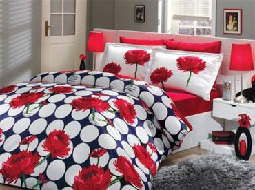 Pościel satynowa Hobby Helen Navy Blue