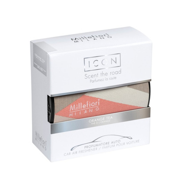 Odświeżacz do samochodu Millefiori Milano Car Icon Textile Geometric Orange Tea