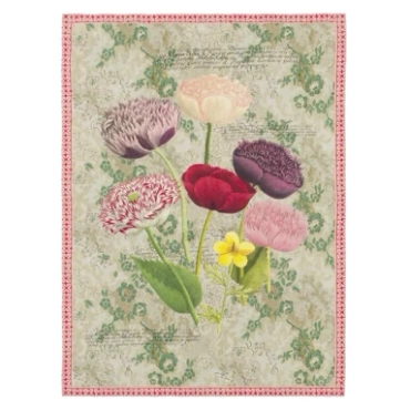 Koc lniany John Derian Poppy Study Violet
