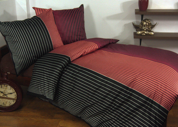 Pościel satynowa Andropol Sophia Black Red 100% bawełny