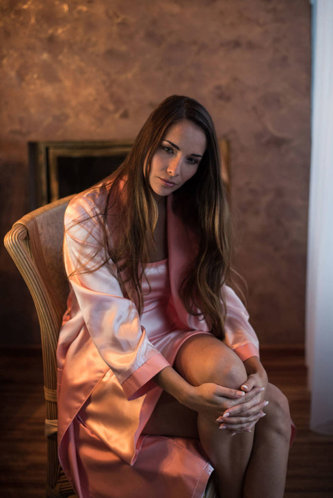 Szlafrok jedwabny damski długi Seidenweber Desert Flower