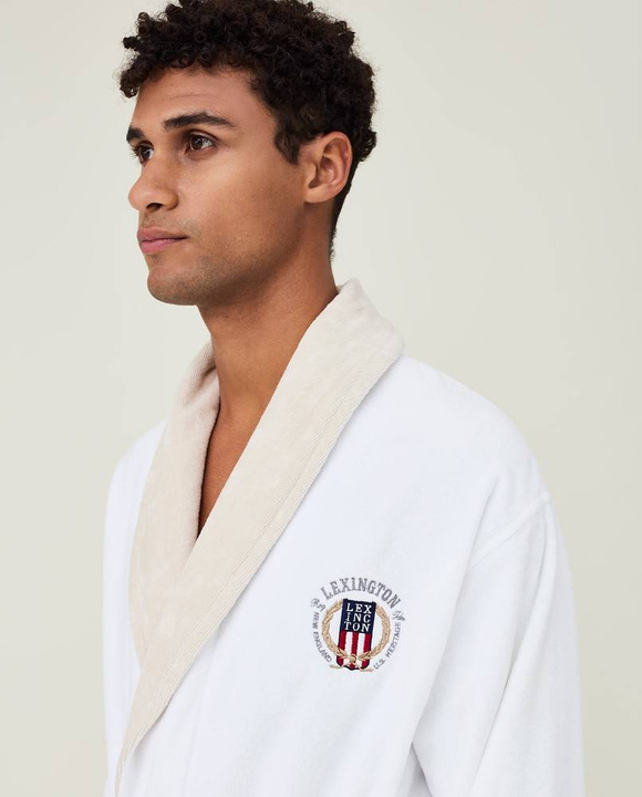 Szlafrok welurowy Lexington Hotel Contrast White/Light Beige