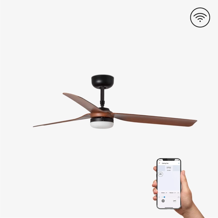 Wentylator sufitowy Faro Barcelona Punt LED M black/dark wood DC SMART