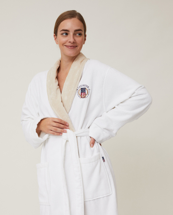 Szlafrok welurowy Lexington Hotel Contrast White/Light Beige