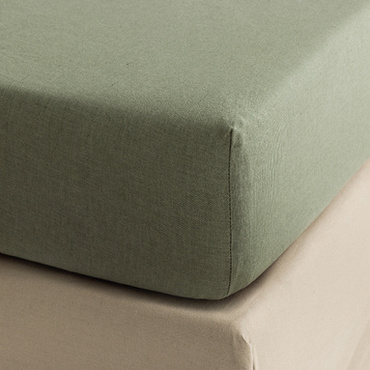 Prześcieradło lniane ze ściągaczem Le Jacquard Français Nuances Green