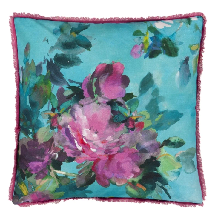 Poduszka dekoracyjna Designers Guild Bouquet De Roses Turquoise