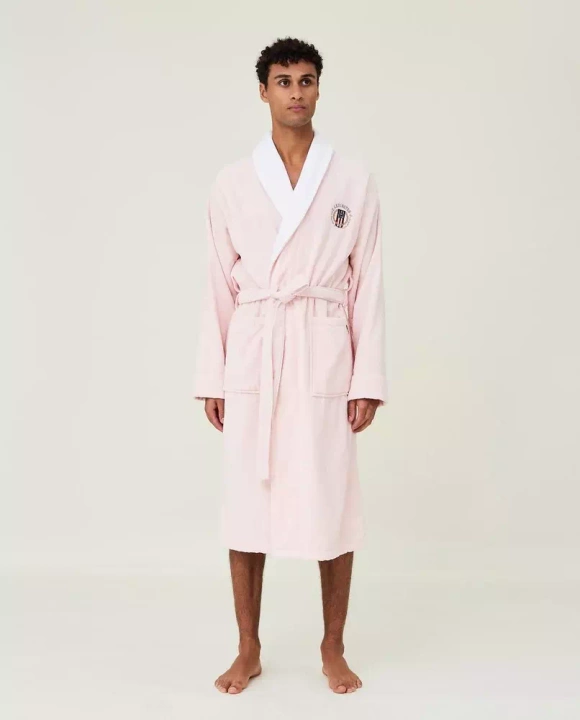 Szlafrok welurowy Lexington Hotel Contrast Pink/White