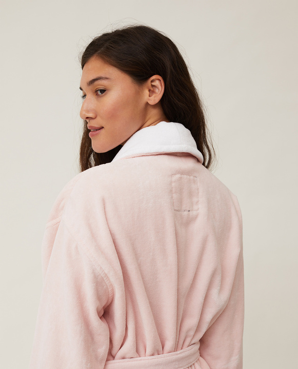 Szlafrok welurowy Lexington Hotel Contrast Pink/White