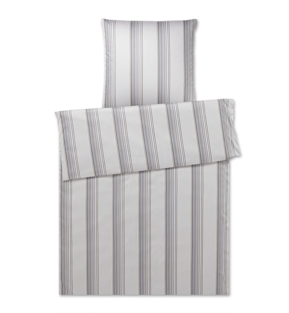 Pościel satynowa Elegante Multistripe Silver 100% bawełna