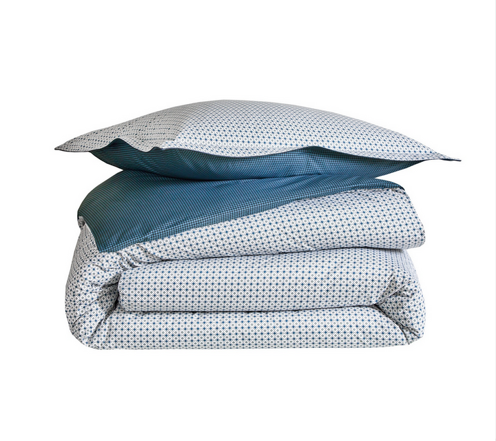 Pościel perkalowa Blanc Des Vosges Vice Versa Szafirowa 