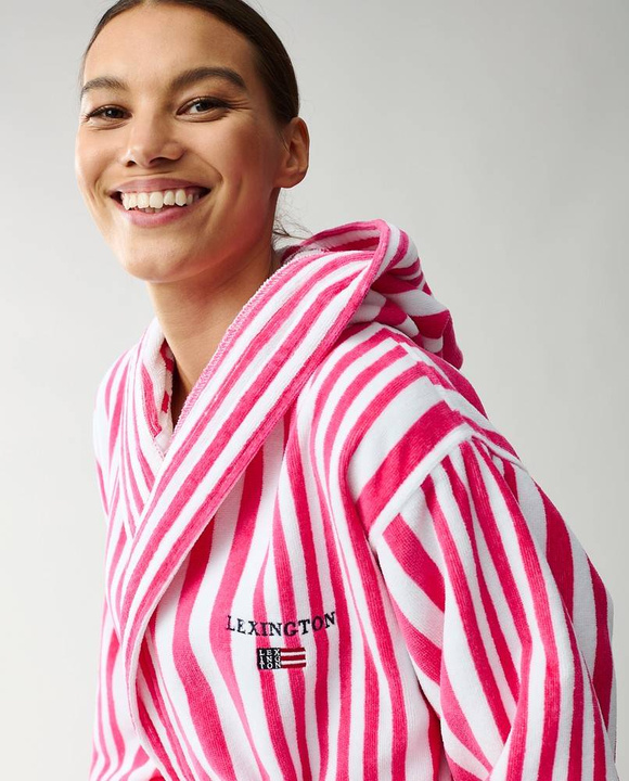 Szlafrok welurowy Lexington Monroe Pink/White