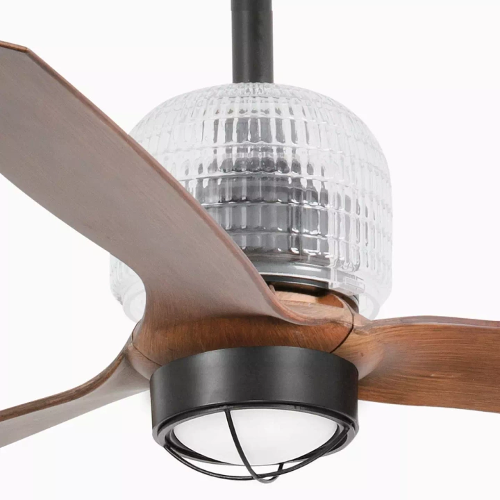 Wentylator sufitowy Faro Barcelona Deco Fan M LED Black/wood DC