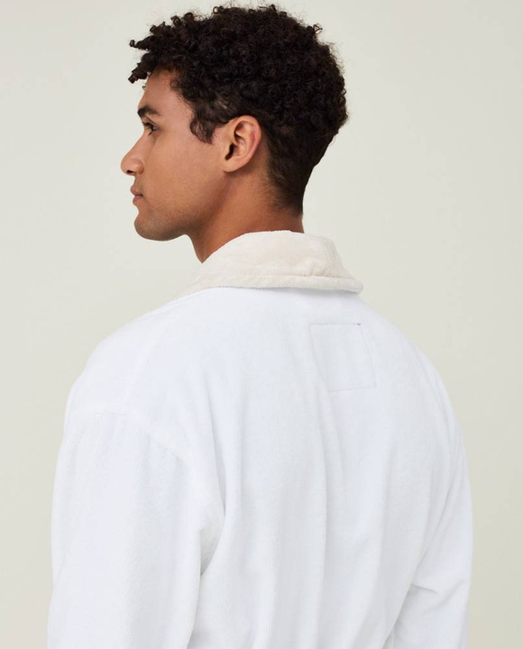 Szlafrok welurowy Lexington Hotel Contrast White/Light Beige