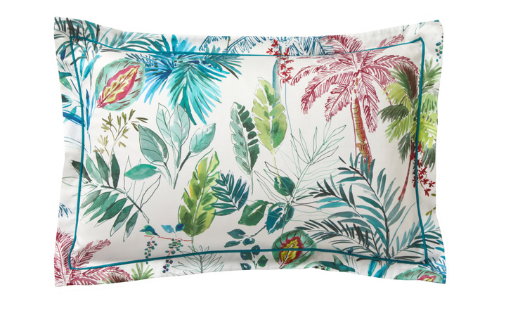 Pościel satynowa Blanc Des Vosges Palmeraie Niebieska 