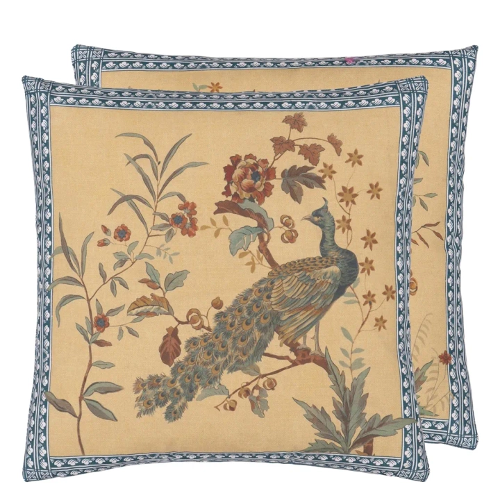 Poduszka dekoracyjna John Derian Peacock Toile Sepia