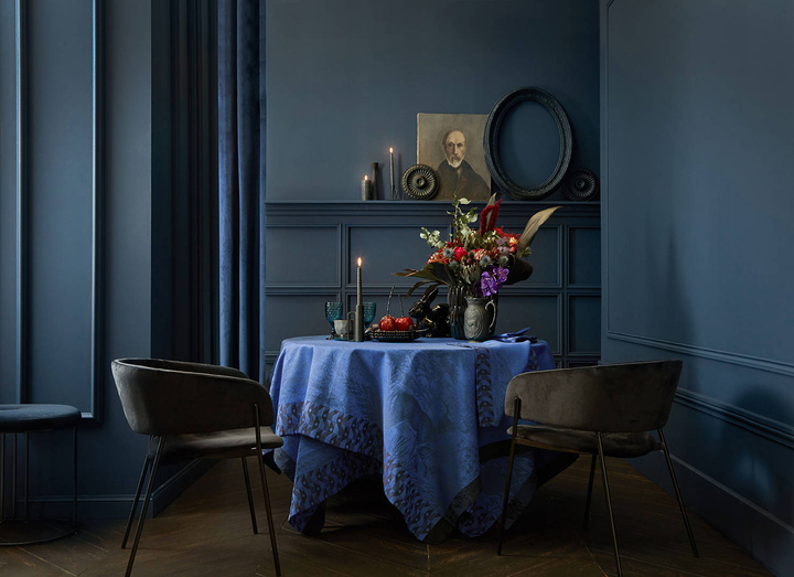 Obrus bawełniany Le Jacquard Français Forêt Enchantée Niebieski