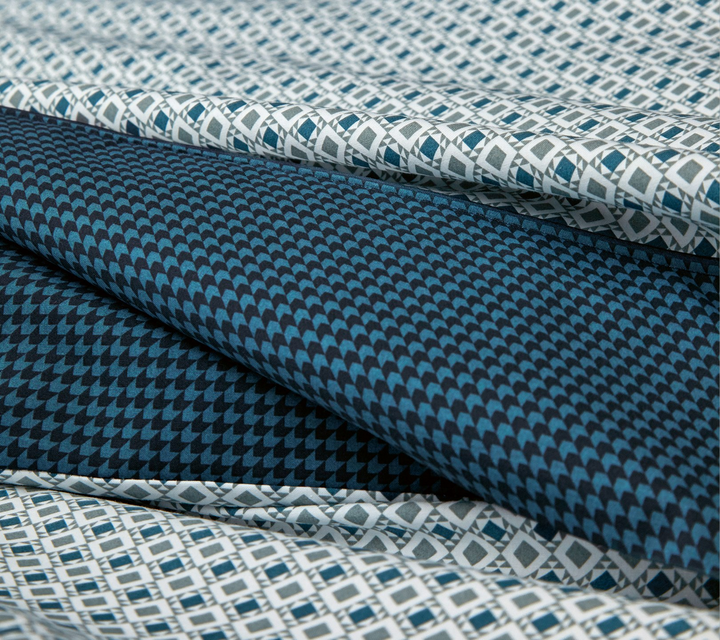 Pościel perkalowa Blanc Des Vosges Vice Versa Szafirowa 