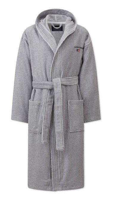 Szlafrok Lexington Striped Organic Hooded Gray/White