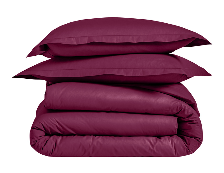 Pościel perkalowa Blanc Des Vosges Uni Śliwkowa