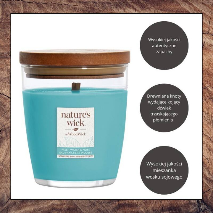 Świeca zapachowa WoodWick Nature's Fresh Water & Moss