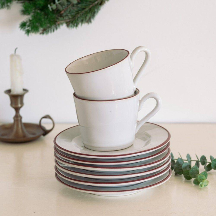 Filiżanka z podstawką Costa Nova Beja White Red 0,19 l