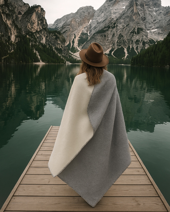 Koc Moca dwustronny srebrno - kremowy Ostatnie Sztuki