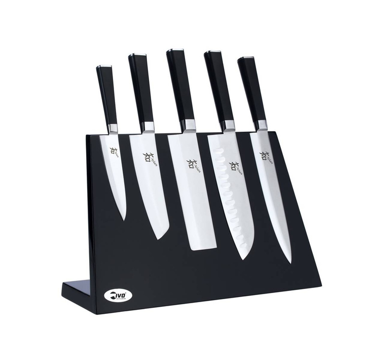 Zestaw noży japońskich w bloku Ivo Cutelarias Asian Fukui 4.5”/6”/6.75”/7”/8”