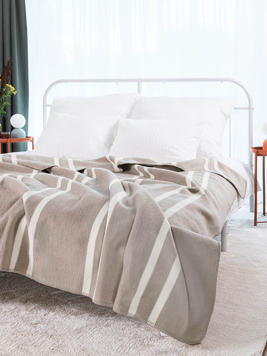 Koc Cotton Cloud XXL Pasy Taupe-Ecru