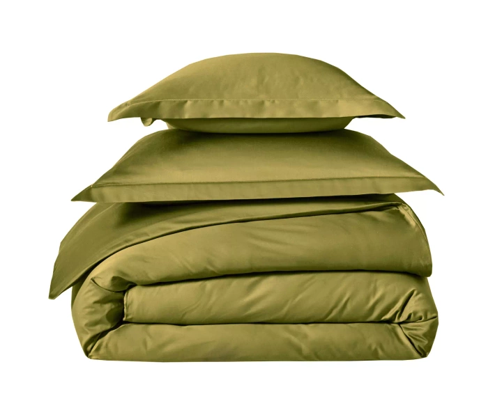 Pościel satynowa Blanc Des Vosges Uni Oliwkowa 