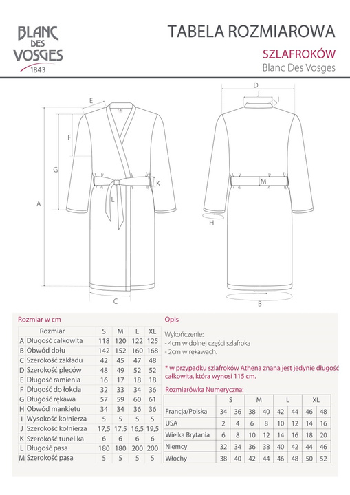 Szlafrok Blanc Des Vosges Manoir Antracytowy