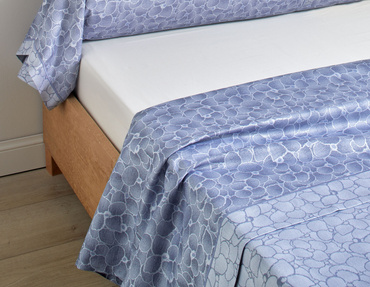 Prześcieradło satynowe bez ściągacza Blanc Des Vosges Arcangues Niebieskie