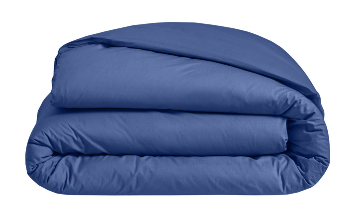 Pościel perkalowa Blanc Des Vosges Uni Niebieska