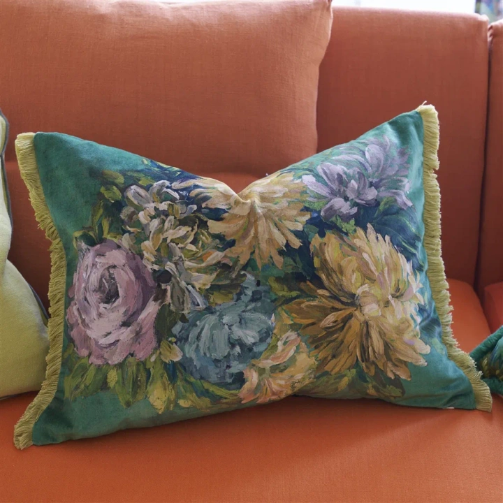 Poduszka dekoracyjna Designers Guild Fleurs D'Artistes Velours Vintage Green