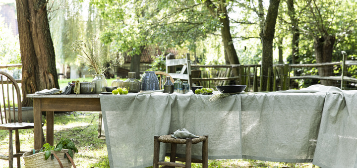 Obrus lniany Alexandre Turpault Chambray Sage Green