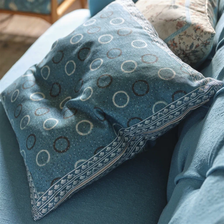 Poduszka dekoracyjna John Derian Indigo Circles Indigo