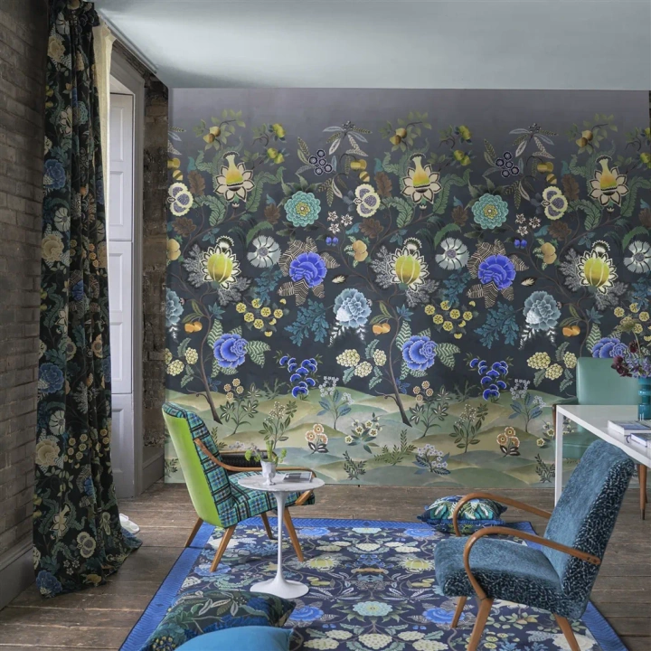 Dywan ręcznie tkany Designers Guild Brocart Decoratif Indigo