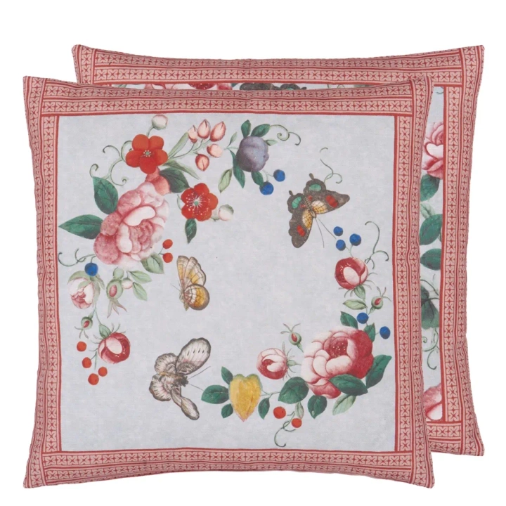Poduszka dekoracyjna John Derian Flower Fan Sky Blue