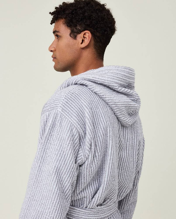 Szlafrok Lexington Striped Organic Hooded Gray/White