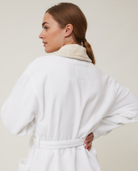 Szlafrok welurowy Lexington Hotel Contrast White/Light Beige