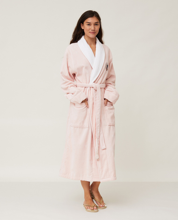 Szlafrok welurowy Lexington Hotel Contrast Pink/White