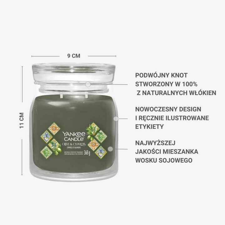 Świeca zapachowa Yankee Candle Olive & Cypress średnia