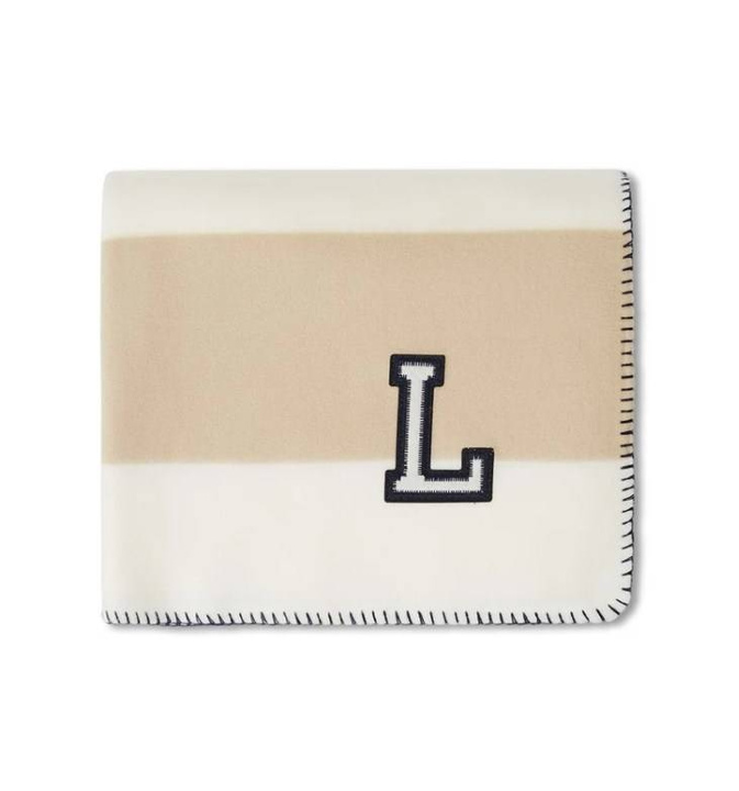 Pled Lexington Block Striped Recycled Fleece Beige/White