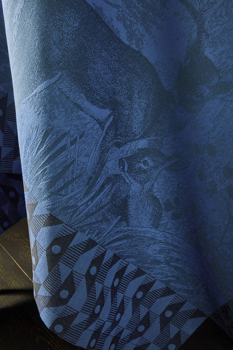 Obrus bawełniany Le Jacquard Français Forêt Enchantée Niebieski