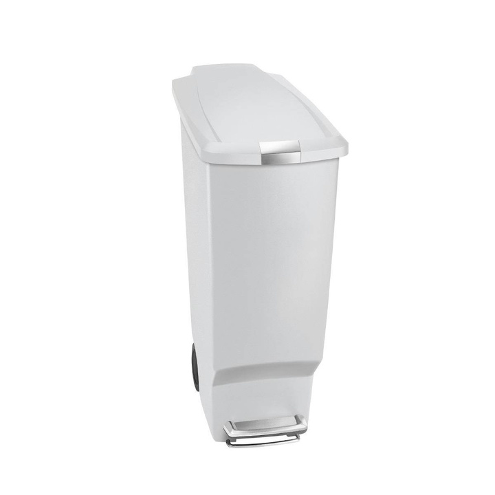 Kosz na śmieci 40L pedałowy SLIM - biały / simplehuman